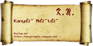 Kanyó Máté névjegykártya
